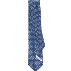 E.Marinella CRAVATTE|Cravatte In Seta Stampata|CRAVATTA SARTORIALE CLASSICA IN SETA BLU Microfantasia fiore