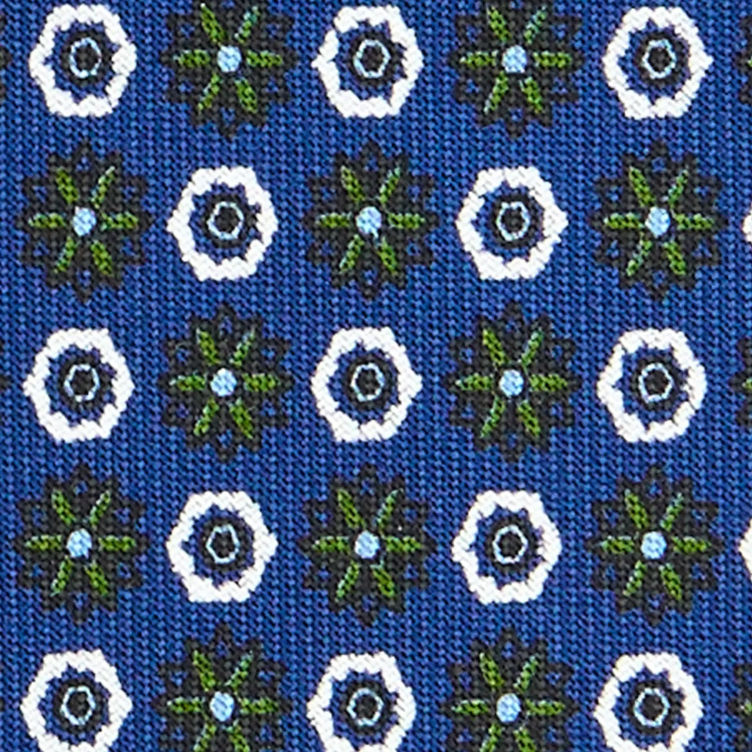 E.Marinella CRAVATTE|Cravatte In Seta Stampata|CRAVATTA SARTORIALE CLASSICA IN SETA BLU Microfantasia fiore