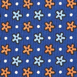 E.Marinella CRAVATTE|Cravatte In Seta Stampata|CRAVATTA SARTORIALE CLASSICA IN SETA BLU Microfantasia fiore