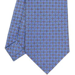 E.Marinella CRAVATTE|Cravatte In Seta Stampata|CRAVATTA SARTORIALE CLASSICA IN SETA AZZURRO POLVERE Microfantasia fiore