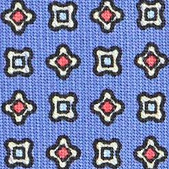E.Marinella CRAVATTE|Cravatte In Seta Stampata|CRAVATTA SARTORIALE CLASSICA IN SETA AZZURRO POLVERE Microfantasia fiore