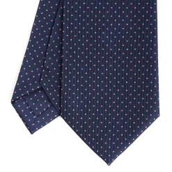 E.Marinella CRAVATTE|Cravatte In Seta Stampata|CRAVATTA SARTORIALE CLASSICA IN SETA BLU SCURO Pois