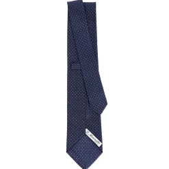 E.Marinella CRAVATTE|Cravatte In Seta Stampata|CRAVATTA SARTORIALE CLASSICA IN SETA BLU SCURO Pois