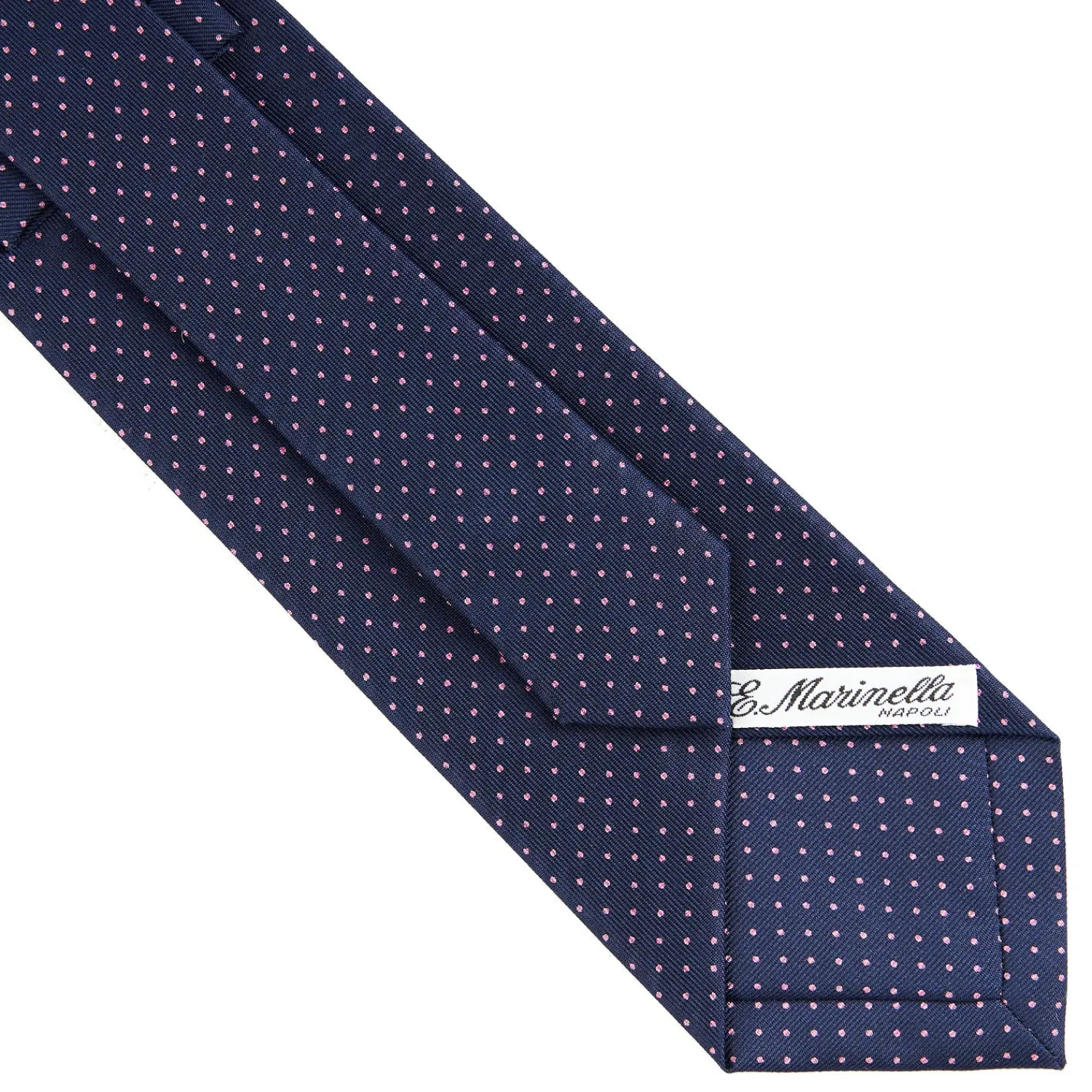 E.Marinella CRAVATTE|Cravatte In Seta Stampata|CRAVATTA SARTORIALE CLASSICA IN SETA BLU SCURO Pois
