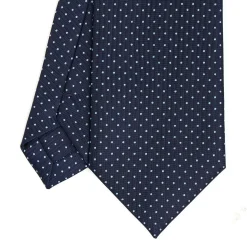 E.Marinella CRAVATTE|Cravatte In Seta Stampata|CRAVATTA SARTORIALE CLASSICA IN SETA BLU SCURO Pois