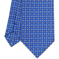 E.Marinella CRAVATTE|Cravatte Extra Long|CRAVATTA SARTORIALE EXTRA LONG IN SETA BLUETTE Microfantasia fiore