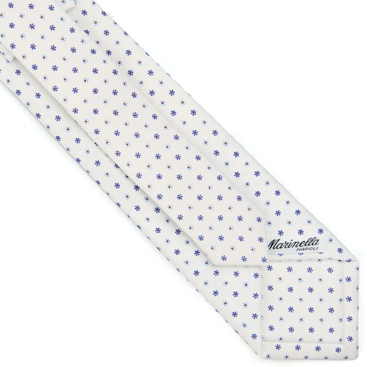 E.Marinella CRAVATTE|Cravatte Extra Long|CRAVATTA SARTORIALE EXTRA LONG IN SETA BIANCA Microfantasia fiore