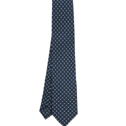 E.Marinella CRAVATTE|Cravatte Extra Long|CRAVATTA SARTORIALE EXTRA LONG IN SETA BLU SCURO Microfantasia fiore