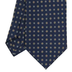 E.Marinella CRAVATTE|Cravatte Extra Long|CRAVATTA SARTORIALE EXTRA LONG IN SETA BLU SCURO Microfantasia fiore