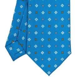 E.Marinella CRAVATTE|Cravatte Extra Long|CRAVATTA SARTORIALE EXTRA LONG IN SETA BLU MEDIO Microfantasia fiore