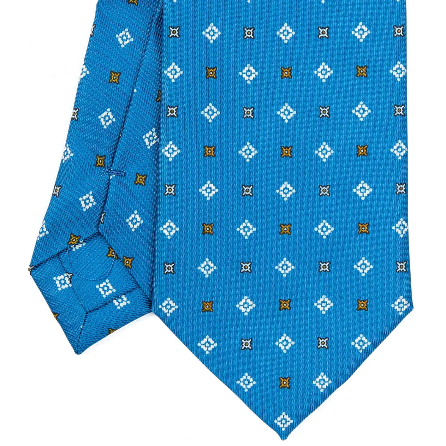 E.Marinella CRAVATTE|Cravatte Extra Long|CRAVATTA SARTORIALE EXTRA LONG IN SETA BLU MEDIO Microfantasia fiore