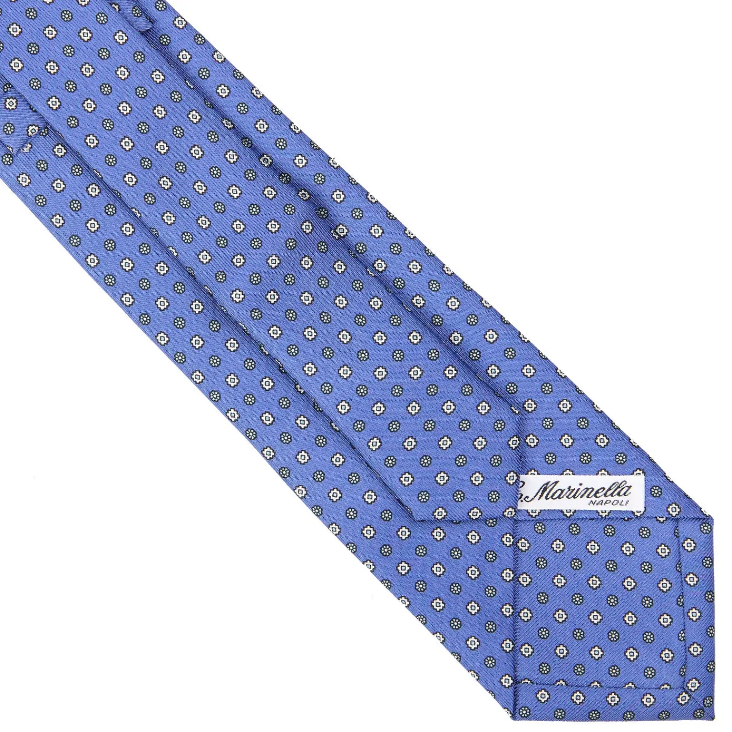 E.Marinella CRAVATTE|Cravatte Extra Long|CRAVATTA SARTORIALE EXTRA LONG IN SETA AZZURRO POLVERE Microfantasia fiore
