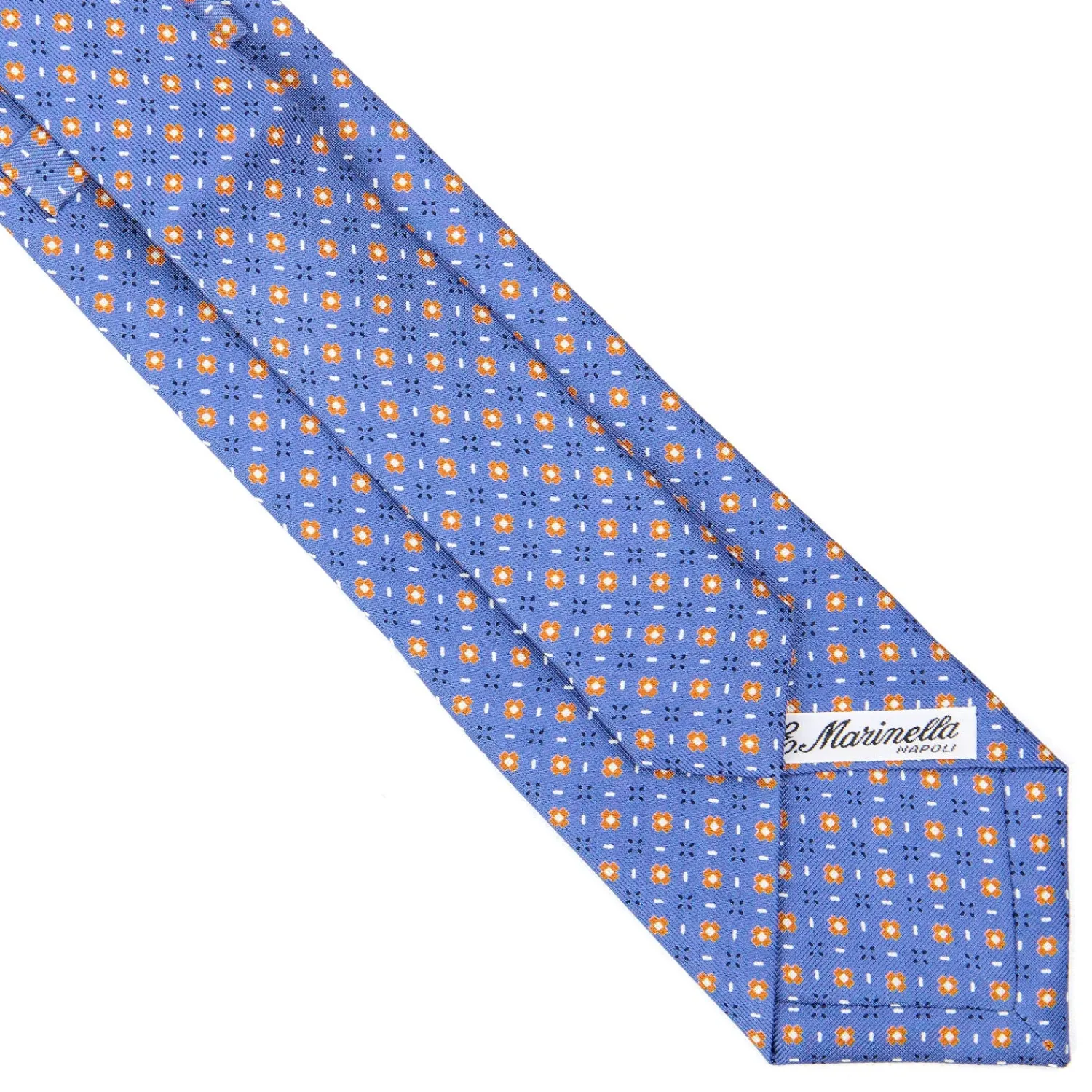 E.Marinella CRAVATTE|Cravatte Extra Long|CRAVATTA SARTORIALE EXTRA LONG IN SETA AZZURRO POLVERE Microfantasia fiore