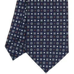 E.Marinella CRAVATTE|Cravatte Extra Long|CRAVATTA SARTORIALE EXTRA LONG IN SETA BLU SCURO Microfantasia fiore