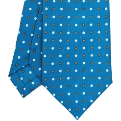 E.Marinella CRAVATTE|Cravatte Extra Long|CRAVATTA SARTORIALE EXTRA LONG IN SETA BLU MEDIO Microfantasia fiore