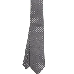 E.Marinella CRAVATTE|Cravatte Extra Long|CRAVATTA SARTORIALE EXTRA LONG IN SETA GRIGIO SCURO Microfantasia fiore