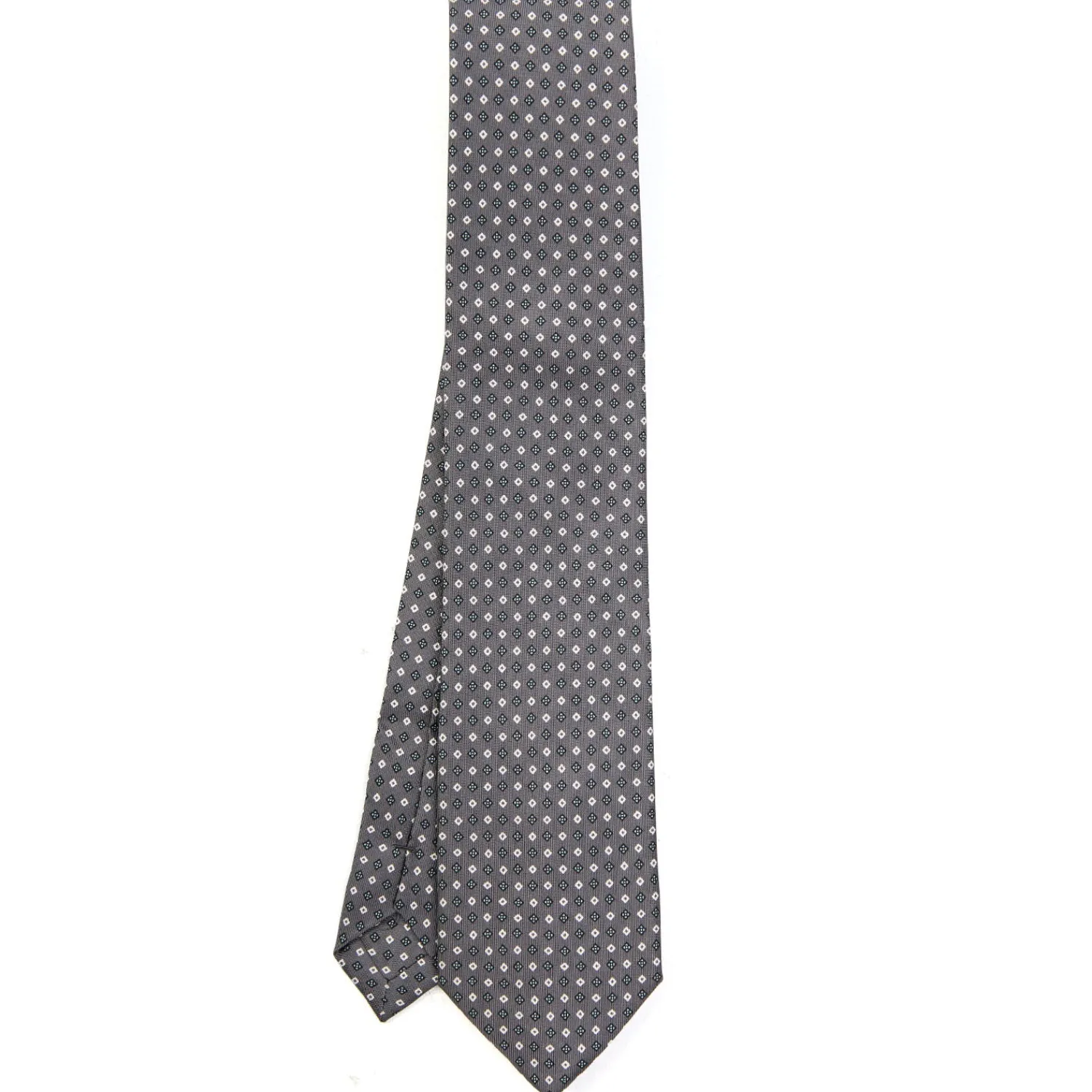 E.Marinella CRAVATTE|Cravatte Extra Long|CRAVATTA SARTORIALE EXTRA LONG IN SETA GRIGIO SCURO Microfantasia fiore