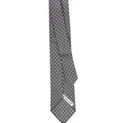 E.Marinella CRAVATTE|Cravatte Extra Long|CRAVATTA SARTORIALE EXTRA LONG IN SETA GRIGIO SCURO Microfantasia fiore