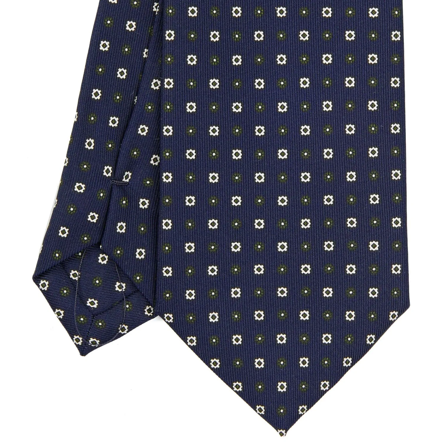 E.Marinella CRAVATTE|Cravatte Extra Long|CRAVATTA SARTORIALE EXTRA LONG IN SETA BLU SCURO Microfantasia fiore