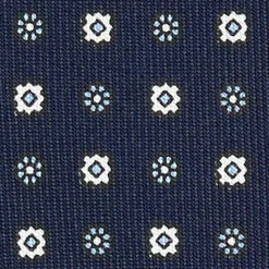 E.Marinella CRAVATTE|Cravatte Extra Long|CRAVATTA SARTORIALE EXTRA LONG IN SETA BLU SCURO Microfantasia fiore