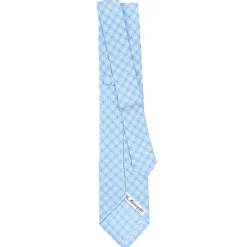 E.Marinella CRAVATTE|Cravatte Extra Long|CRAVATTA SARTORIALE EXTRA LONG IN SETA AZZURRA Microfantasia fiore