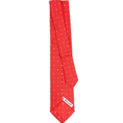 E.Marinella CRAVATTE|Cravatte Extra Long|CRAVATTA SARTORIALE EXTRA LONG IN SETA ROSSA Microfantasia fiore