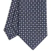 E.Marinella CRAVATTE|Cravatte Extra Long|CRAVATTA SARTORIALE EXTRA LONG IN SETA BLU SCURO Microfantasia fiore