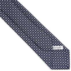E.Marinella CRAVATTE|Cravatte Extra Long|CRAVATTA SARTORIALE EXTRA LONG IN SETA BLU SCURO Microfantasia fiore