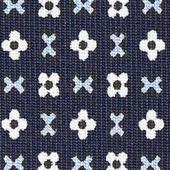 E.Marinella CRAVATTE|Cravatte Extra Long|CRAVATTA SARTORIALE EXTRA LONG IN SETA BLU SCURO Microfantasia fiore