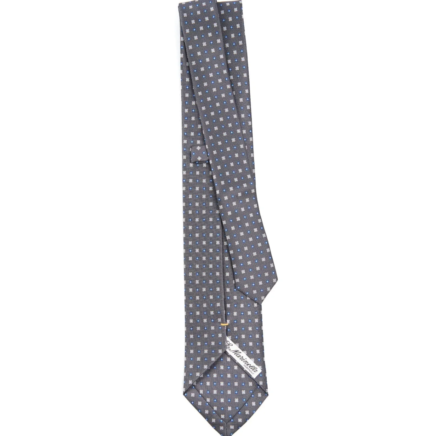 E.Marinella CRAVATTE|Cravatte Extra Long|CRAVATTA SARTORIALE EXTRA LONG IN SETA GRIGIO SCURO Microfantasia fiore