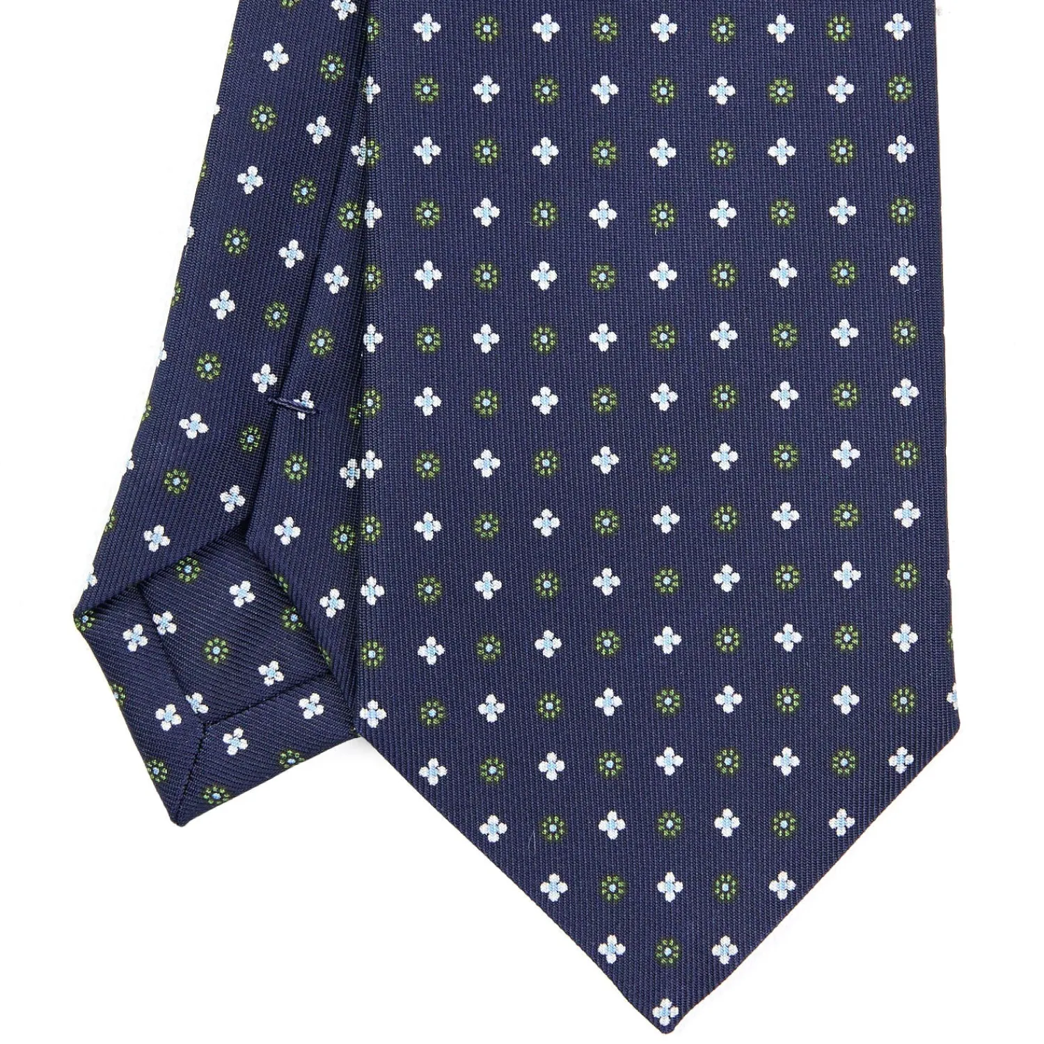 E.Marinella CRAVATTE|Cravatte Extra Long|CRAVATTA SARTORIALE EXTRA LONG IN SETA BLU SCURO Microfantasia fiore