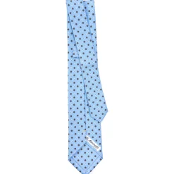 E.Marinella CRAVATTE|Cravatte Extra Long|CRAVATTA SARTORIALE EXTRA LONG IN SETA AZZURRA Microfantasia fiore