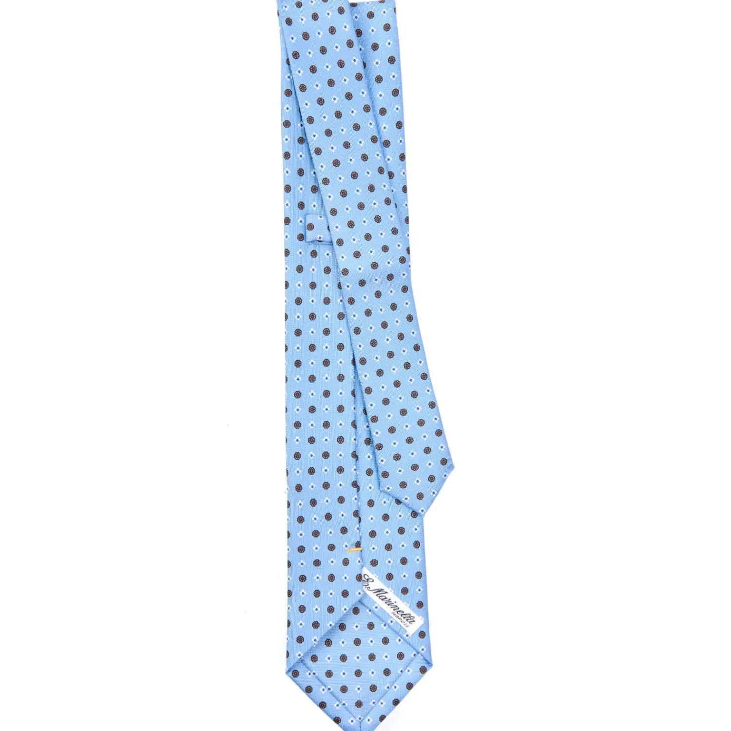 E.Marinella CRAVATTE|Cravatte Extra Long|CRAVATTA SARTORIALE EXTRA LONG IN SETA AZZURRA Microfantasia fiore