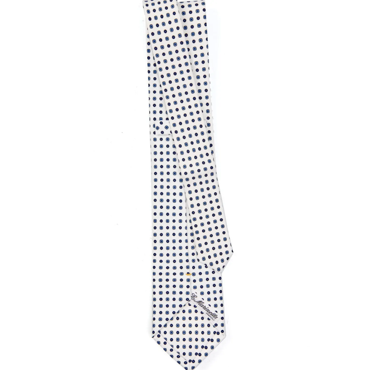 E.Marinella Cravatte Extra Long|CRAVATTE|CRAVATTA SARTORIALE EXTRA LONG IN SETA BIANCA Microfantasia fiore