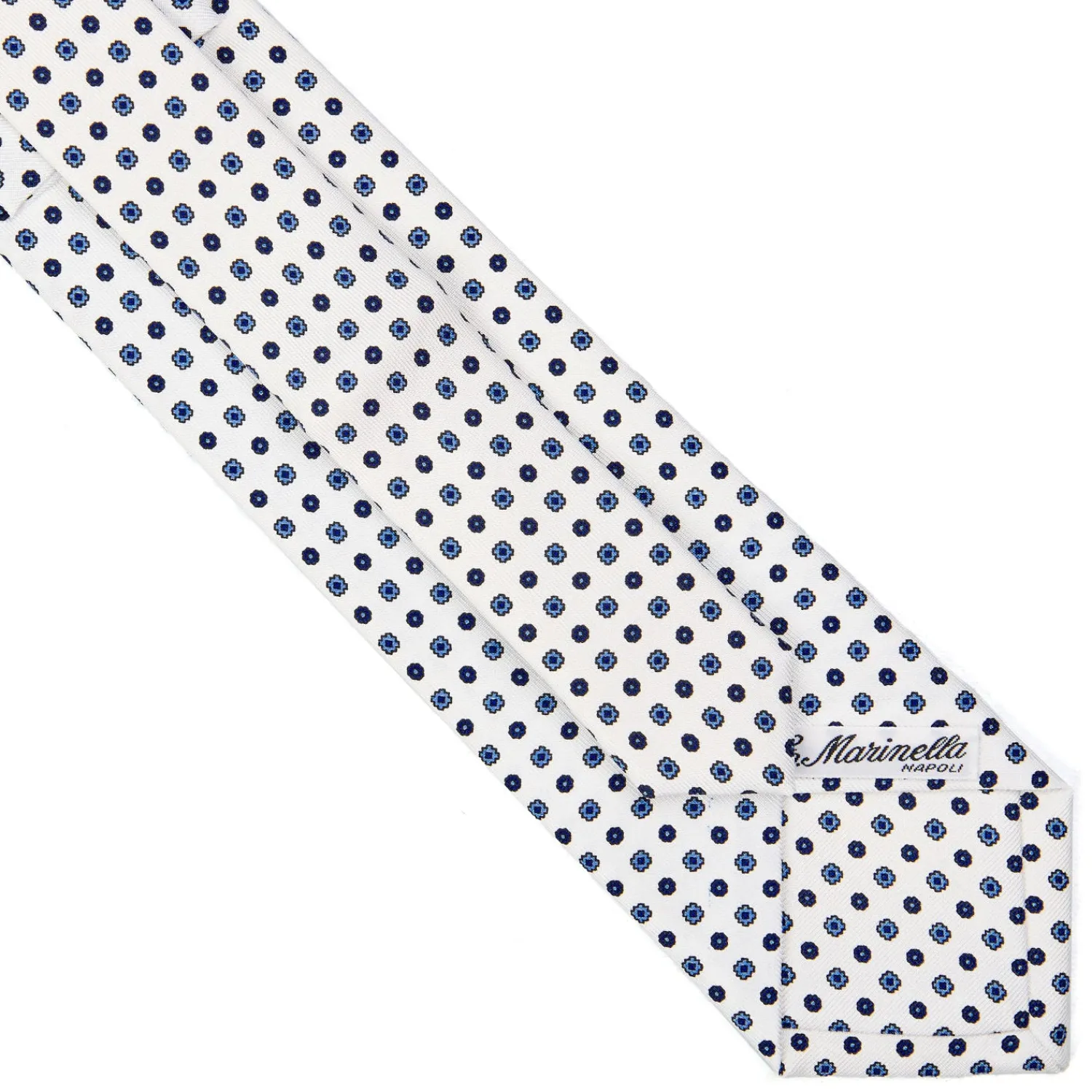 E.Marinella Cravatte Extra Long|CRAVATTE|CRAVATTA SARTORIALE EXTRA LONG IN SETA BIANCA Microfantasia fiore