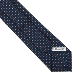 E.Marinella CRAVATTE|Cravatte Extra Long|CRAVATTA SARTORIALE EXTRA LONG IN SETA BLU SCURO Microfantasia fiore