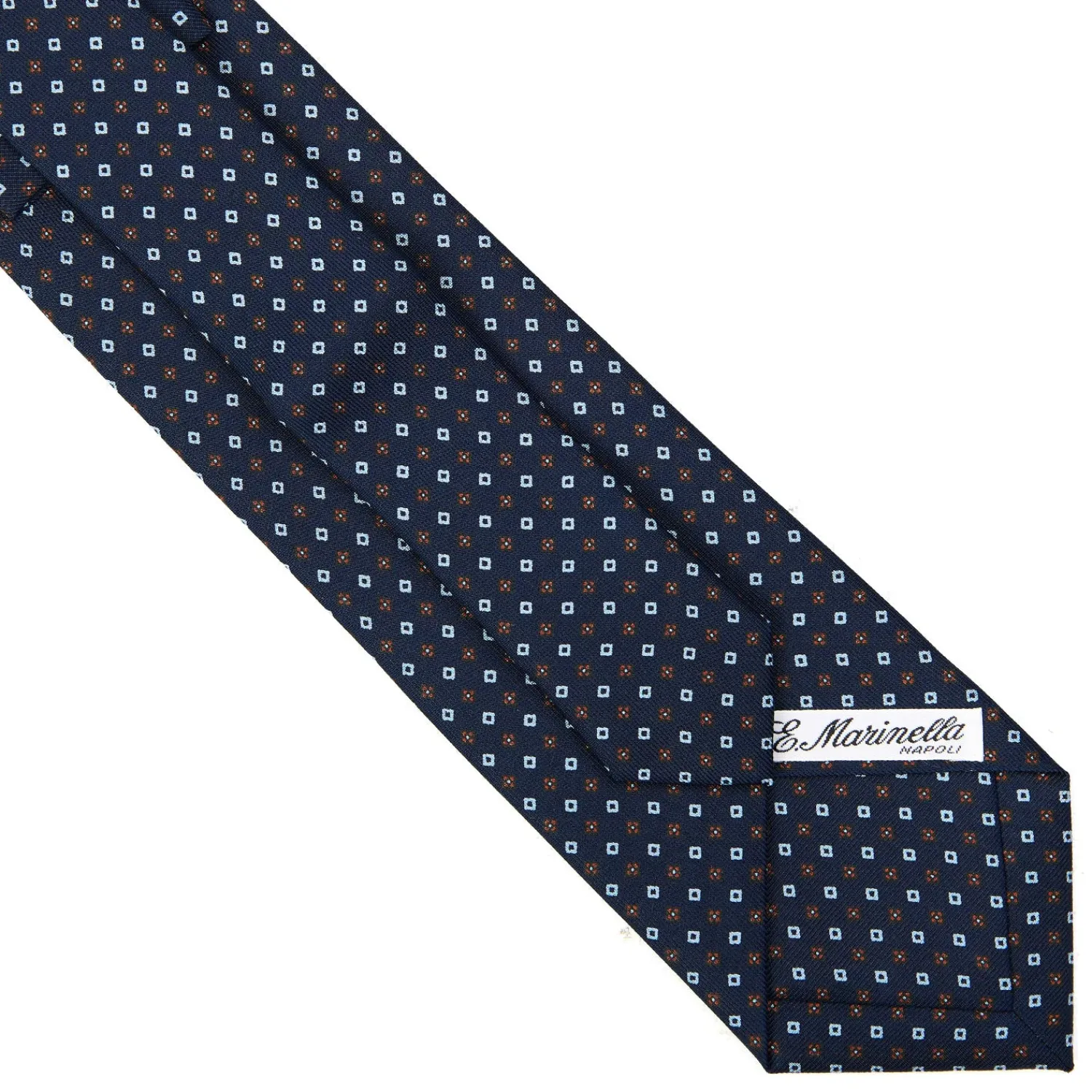 E.Marinella CRAVATTE|Cravatte Extra Long|CRAVATTA SARTORIALE EXTRA LONG IN SETA BLU SCURO Microfantasia fiore