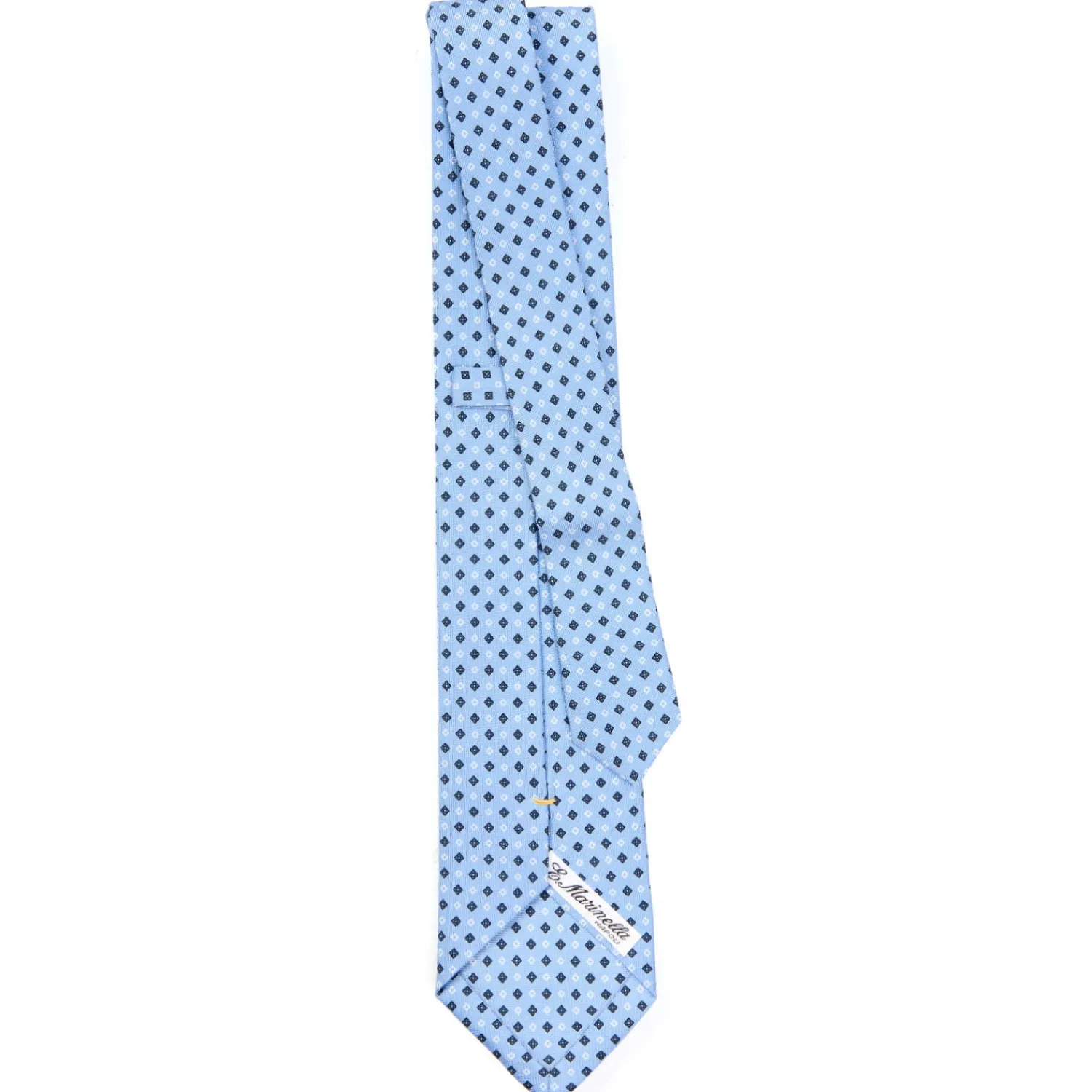 E.Marinella CRAVATTE|Cravatte Extra Long|CRAVATTA SARTORIALE EXTRA LONG IN SETA AZZURRA Microfantasia fiore