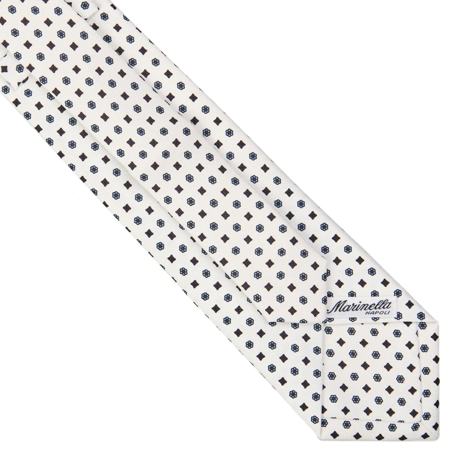 E.Marinella CRAVATTE|Cravatte Extra Long|CRAVATTA SARTORIALE EXTRA LONG IN SETA BIANCA Microfantasia fiore