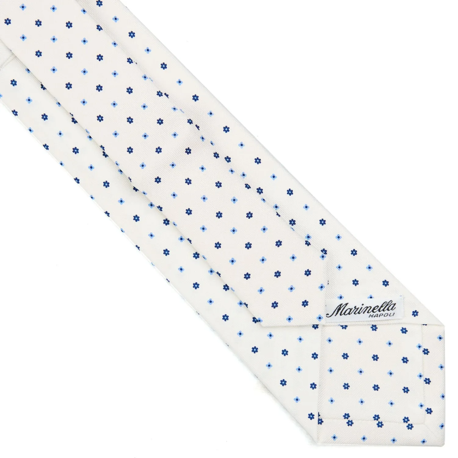 E.Marinella CRAVATTE|Cravatte Extra Long|CRAVATTA SARTORIALE EXTRA LONG IN SETA BIANCA Microfantasia fiore