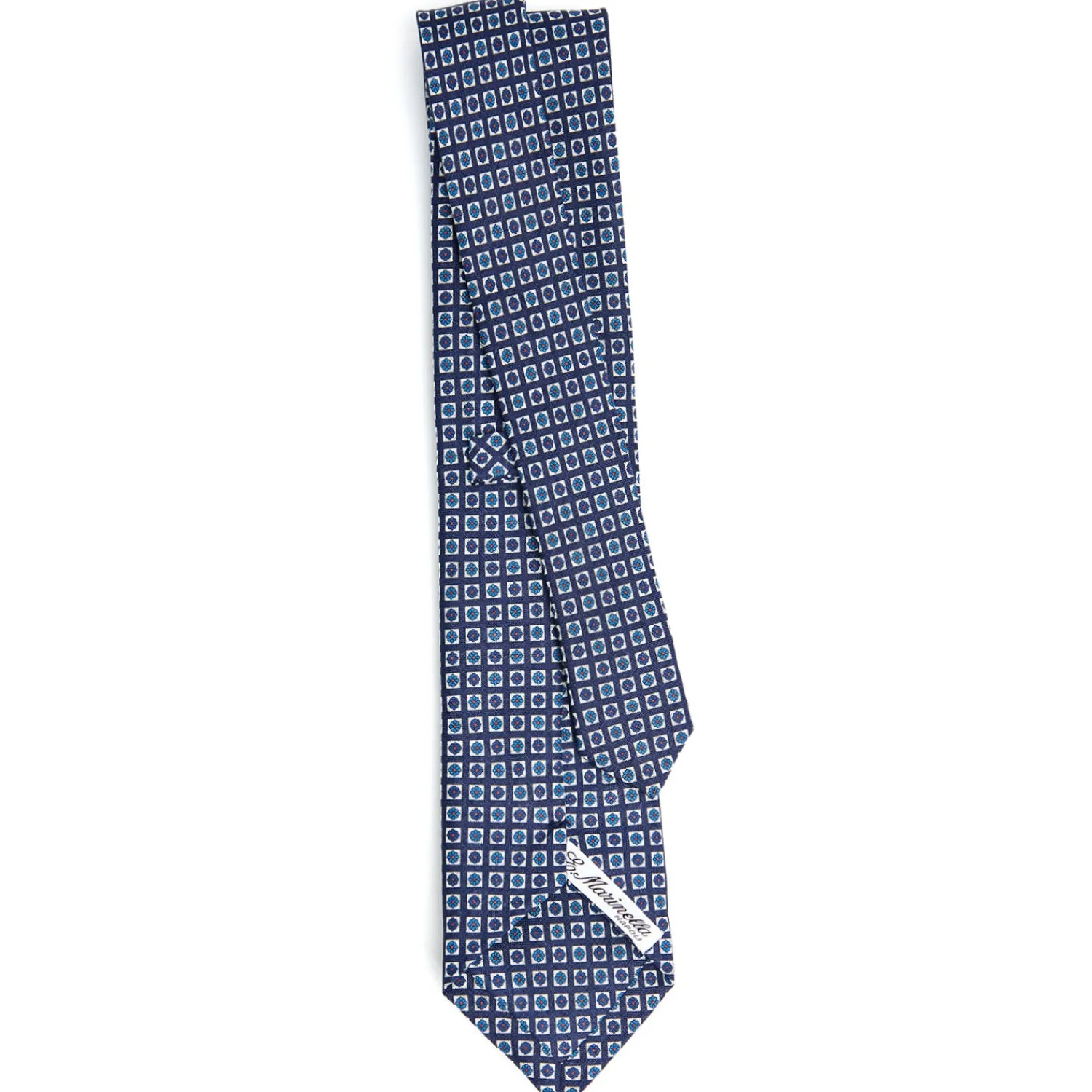 E.Marinella CRAVATTE|Cravatte In Lino E Cotone|CRAVATTA SARTORIALE IN LINO BLU Microfantasia fiore