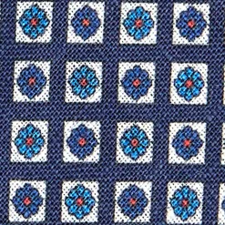 E.Marinella CRAVATTE|Cravatte In Lino E Cotone|CRAVATTA SARTORIALE IN LINO BLU Microfantasia fiore