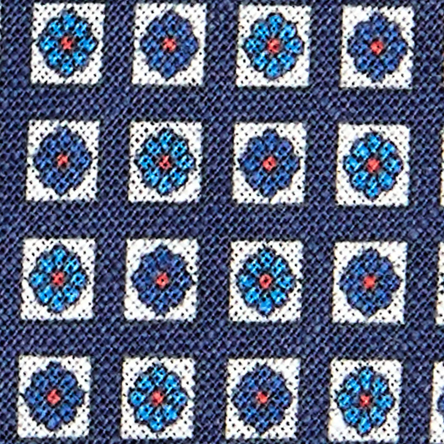 E.Marinella CRAVATTE|Cravatte In Lino E Cotone|CRAVATTA SARTORIALE IN LINO BLU Microfantasia fiore