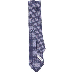 E.Marinella CRAVATTE|Cravatte In Lino E Cotone|CRAVATTA SARTORIALE IN LINO BLU Microfantasia fiore