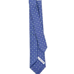 E.Marinella CRAVATTE|Cravatte In Lino E Cotone|CRAVATTA SARTORIALE IN LINO BLU Microfantasia fiore