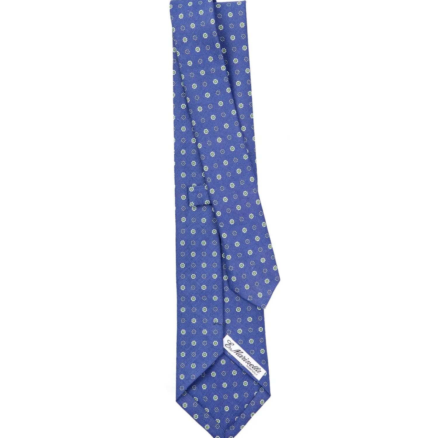 E.Marinella CRAVATTE|Cravatte In Lino E Cotone|CRAVATTA SARTORIALE IN LINO BLU Microfantasia fiore