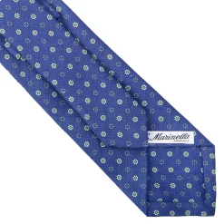 E.Marinella CRAVATTE|Cravatte In Lino E Cotone|CRAVATTA SARTORIALE IN LINO BLU Microfantasia fiore