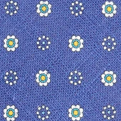 E.Marinella CRAVATTE|Cravatte In Lino E Cotone|CRAVATTA SARTORIALE IN LINO BLU Microfantasia fiore