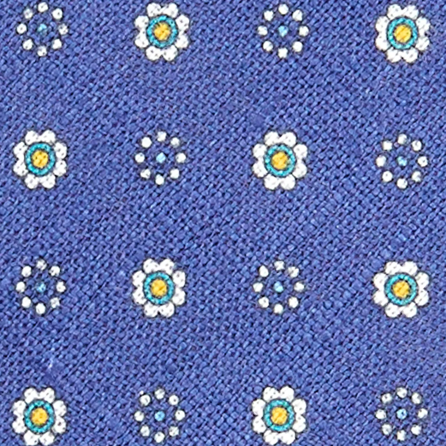 E.Marinella CRAVATTE|Cravatte In Lino E Cotone|CRAVATTA SARTORIALE IN LINO BLU Microfantasia fiore