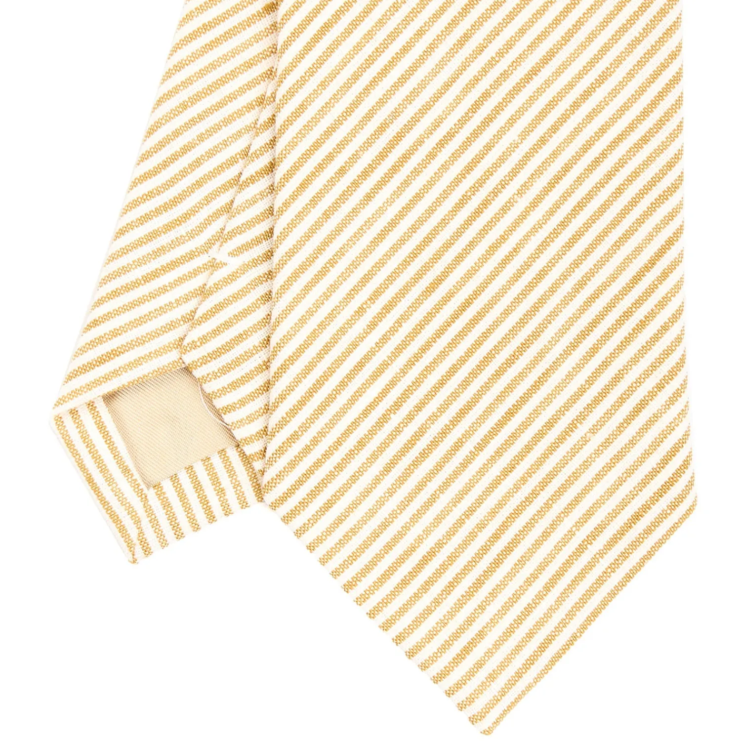 E.Marinella CRAVATTE|Cravatte Regimental E Rigate|CRAVATTA SARTORIALE IN LINO E COTONE GIALLA Rigata